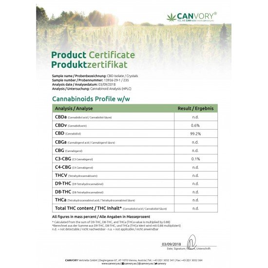 CBD Isolate Cannabidiol Crystals 99.7 %, 500mg